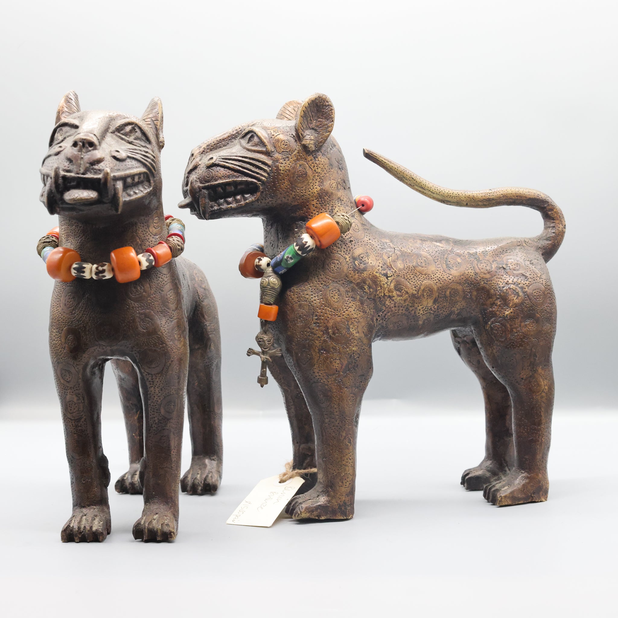 Benin Bronze Cats (Pair)
