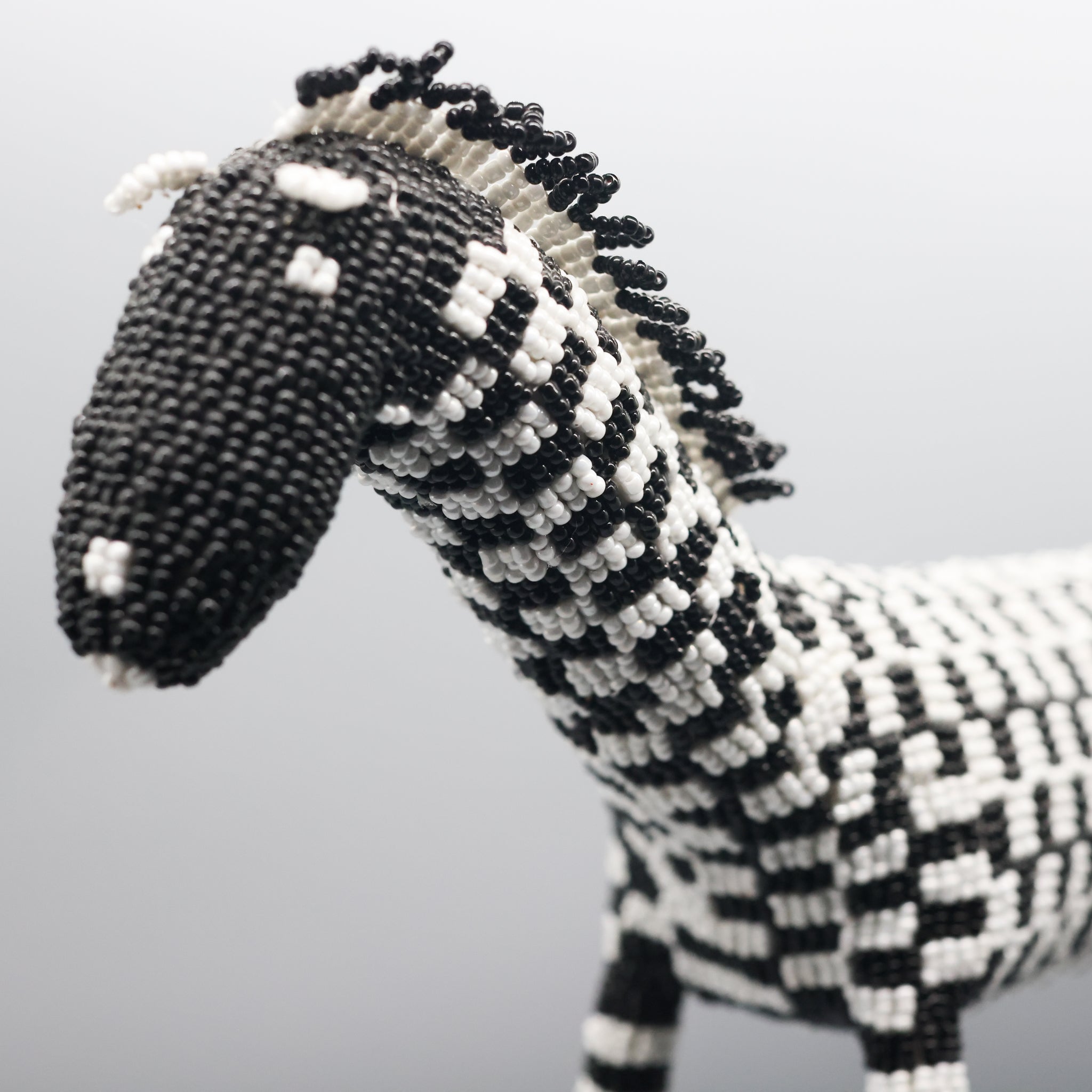 Beaded Horse - Black and White