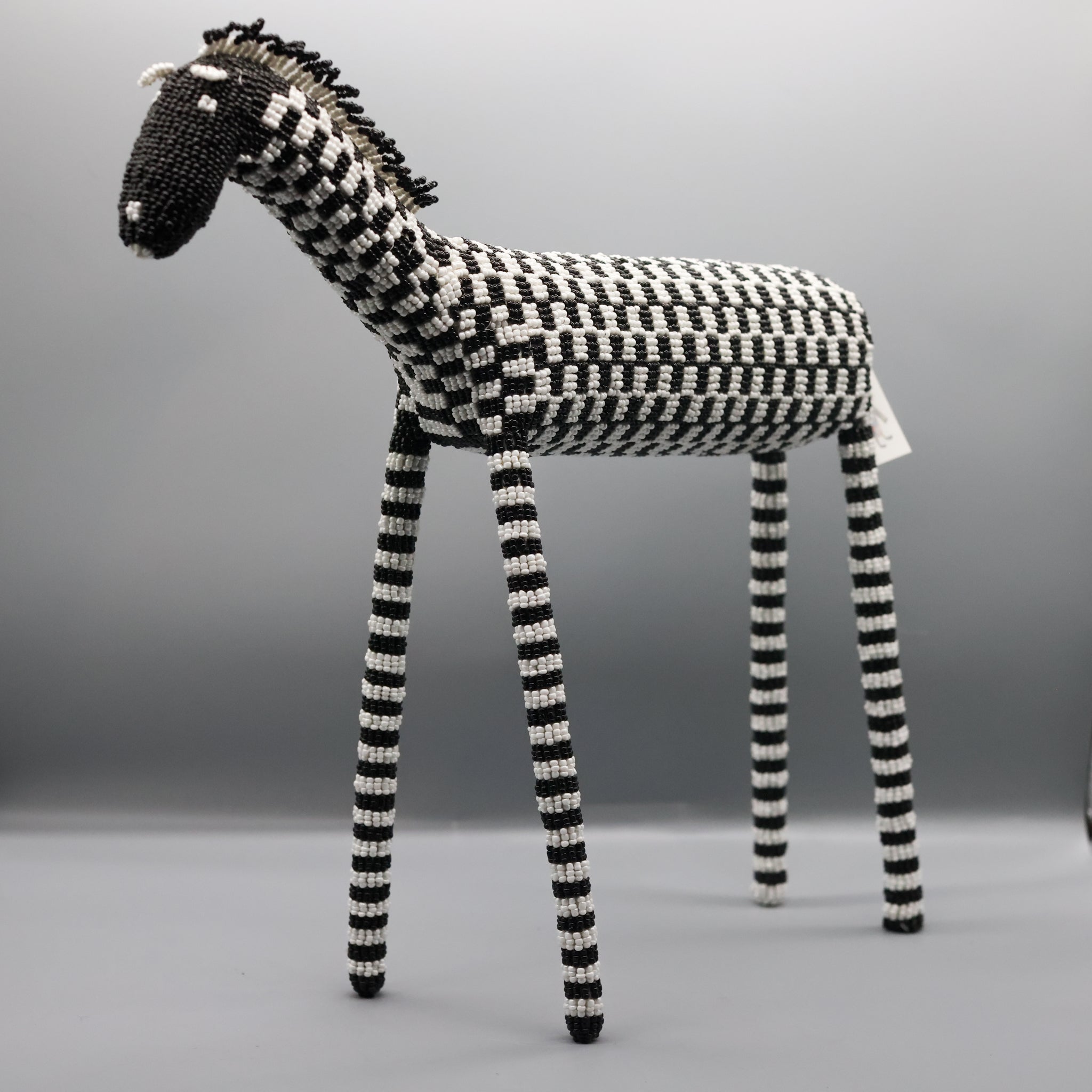 Beaded Horse - Black and White