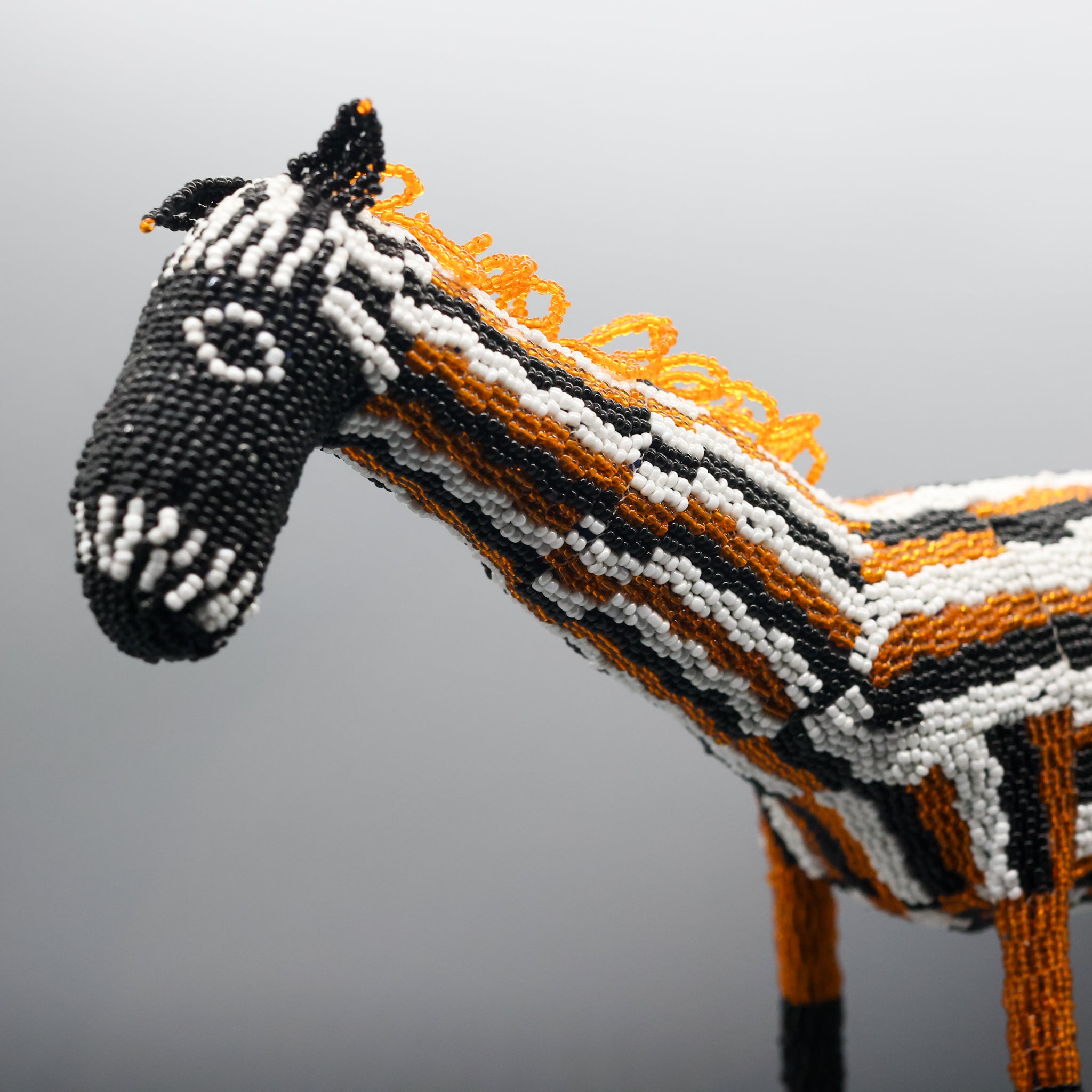 Beaded Horse - Orange and Black