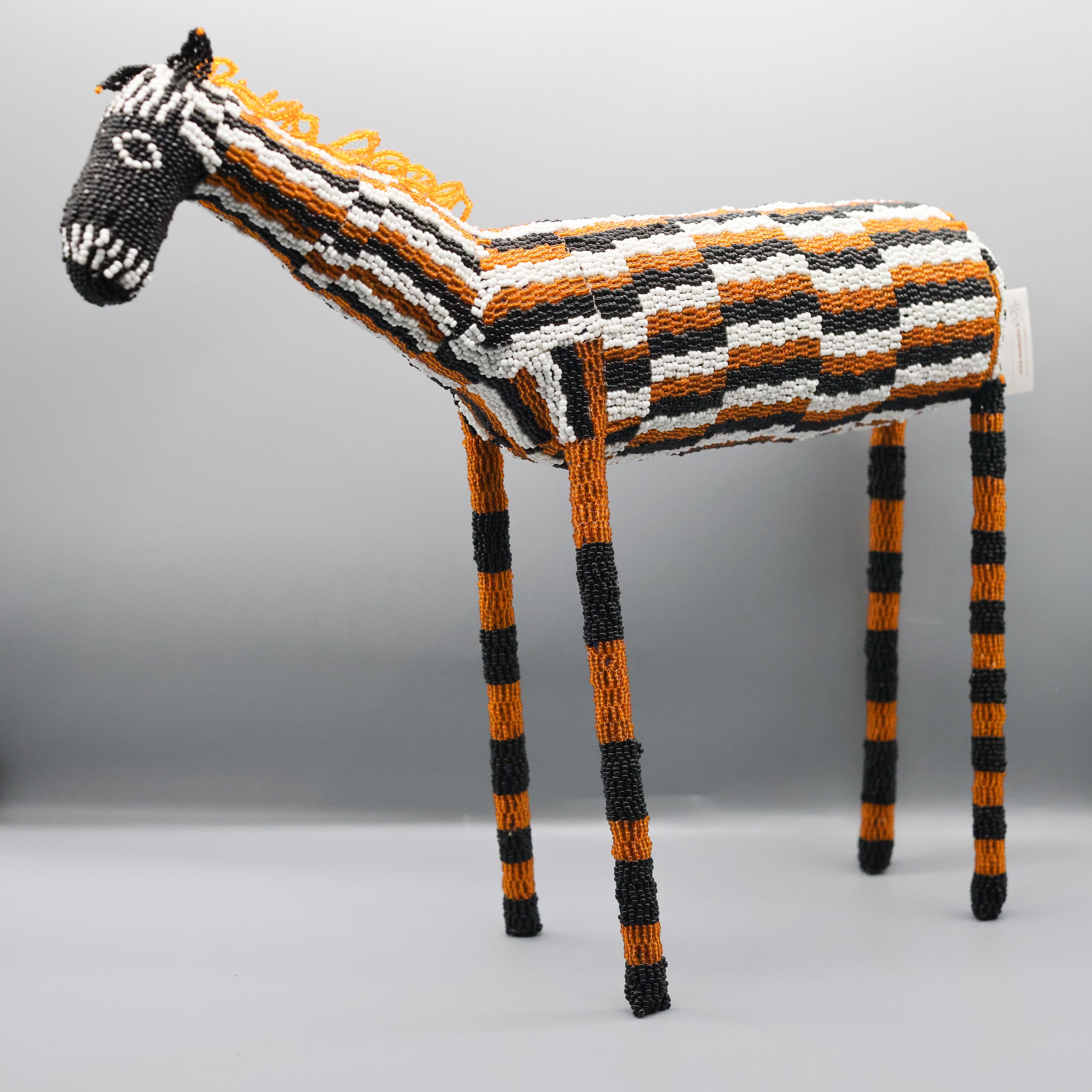 Beaded Horse - Orange and Black