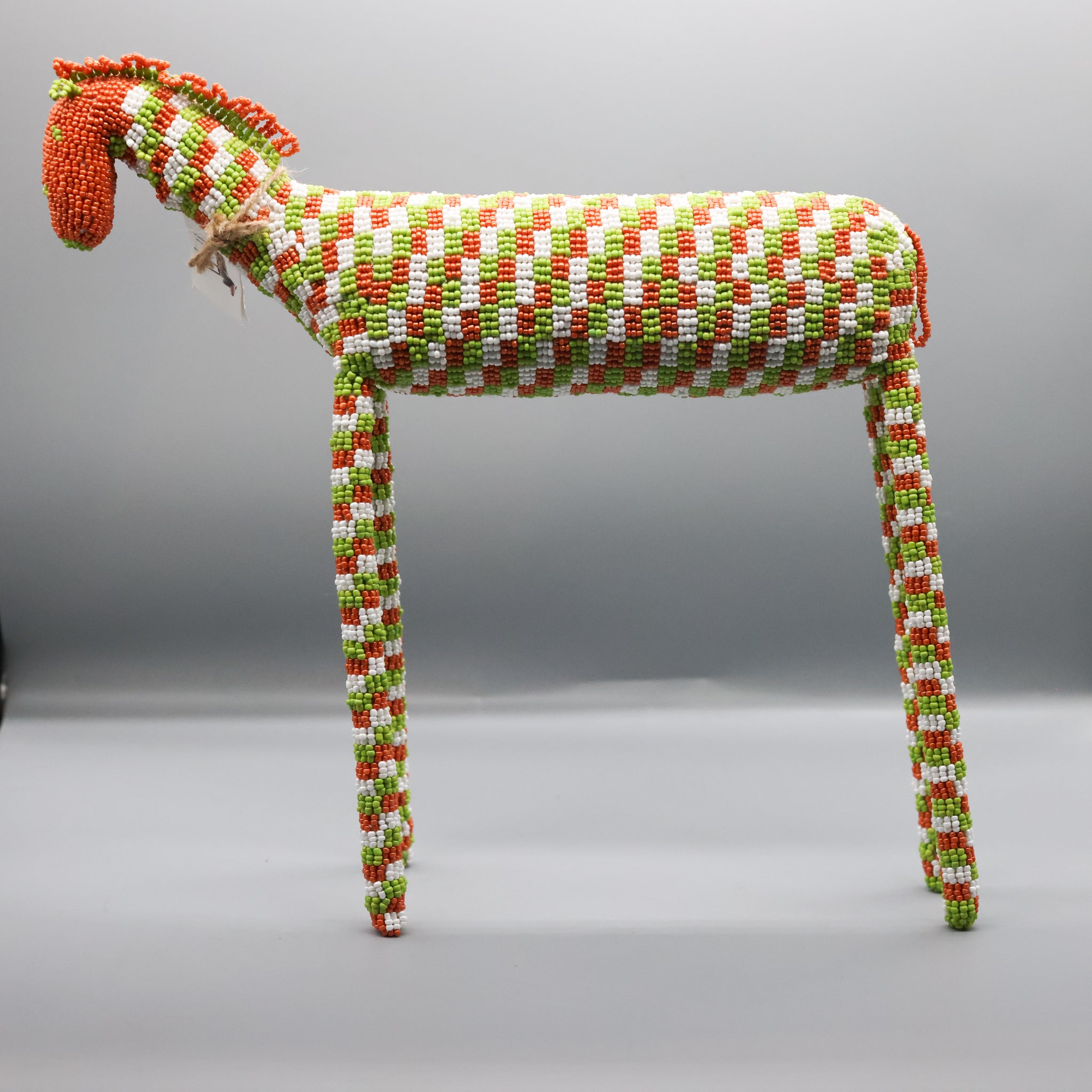 Beaded Horse - Green and Orange