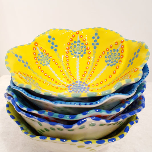 Hand Painted Ceramic Petal Bowl - Medium
