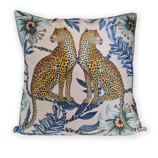 Ardmore Design Lovebird Leopard Tanzanite Silk Cushion