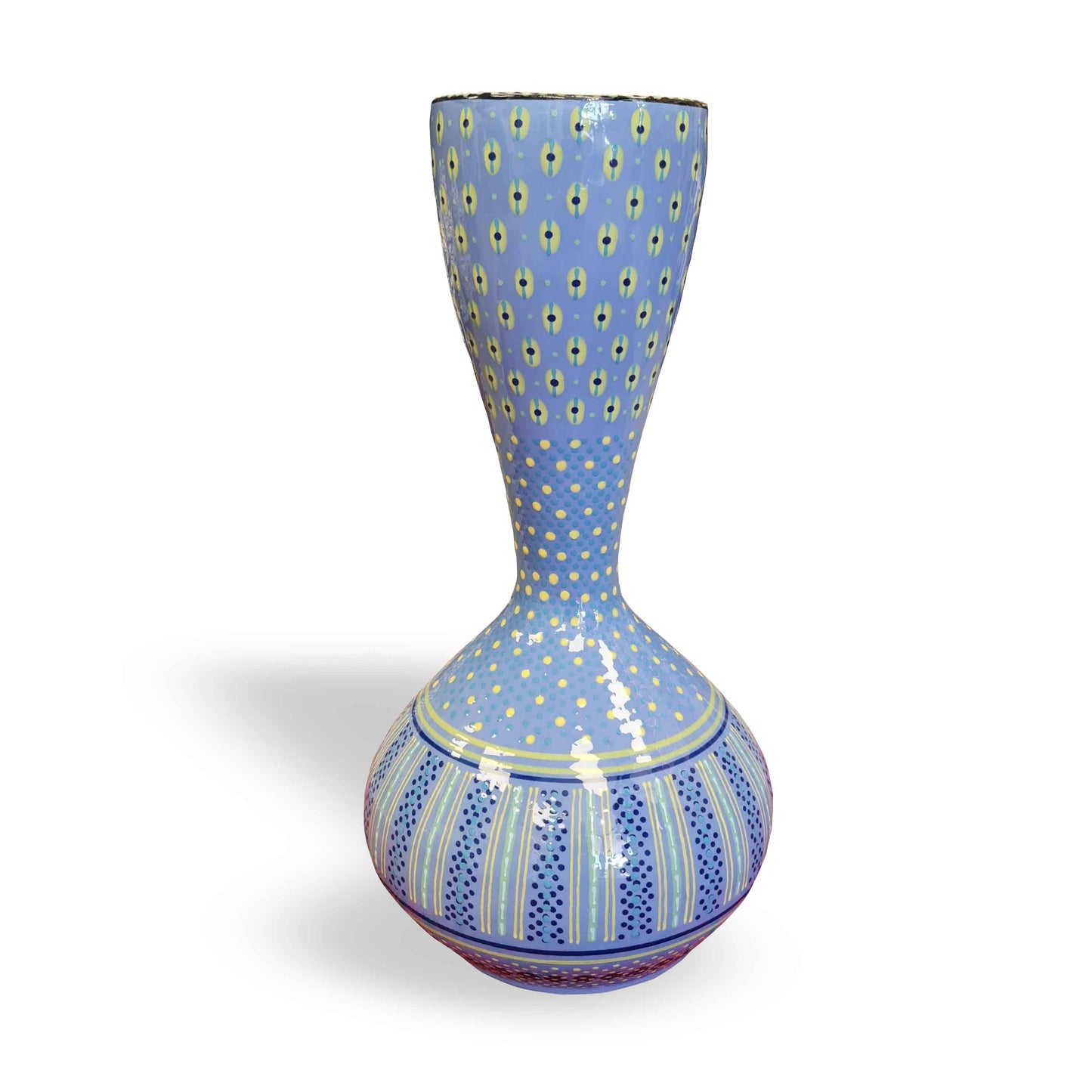 Hand Painted Ceramic Plump Tulip Blue Vase