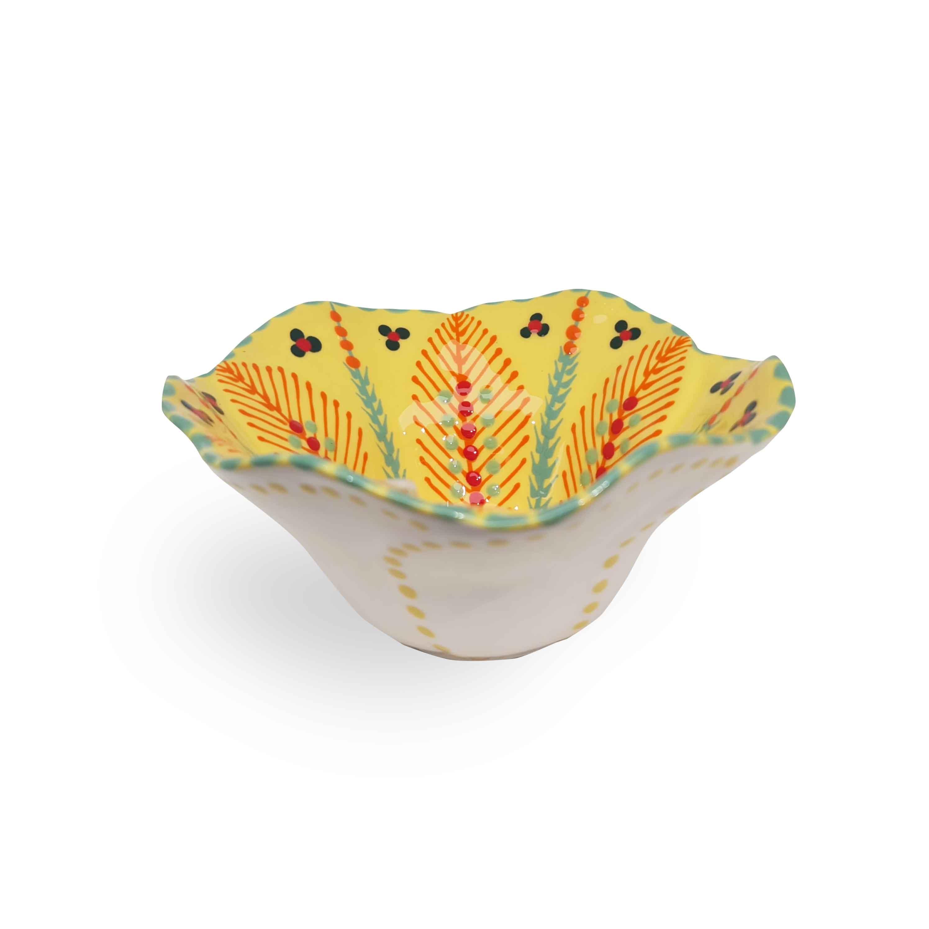 Tall Hand Painted Petal Bowl